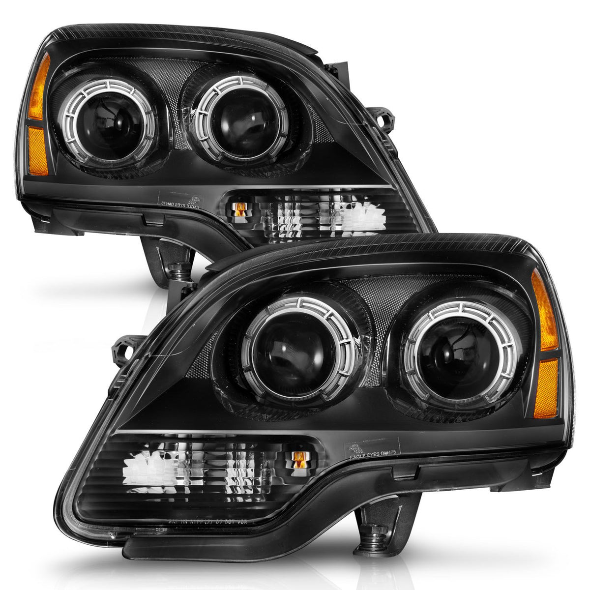 Projector Headlights Black Housing Clear Lens Pair GMC Acadia 2007-2012 AnzoUSA-1