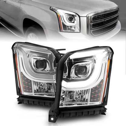 Projector Headlights W/ Plank Style Black Housing Clear Lens Pair GMC Yukon/XL 2015-2020 AnzoUSA