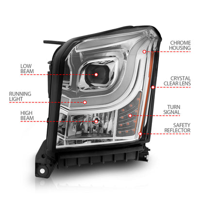 Projector Headlights W/ Plank Style Black Housing Clear Lens Pair GMC Yukon/XL 2015-2020 AnzoUSA-3