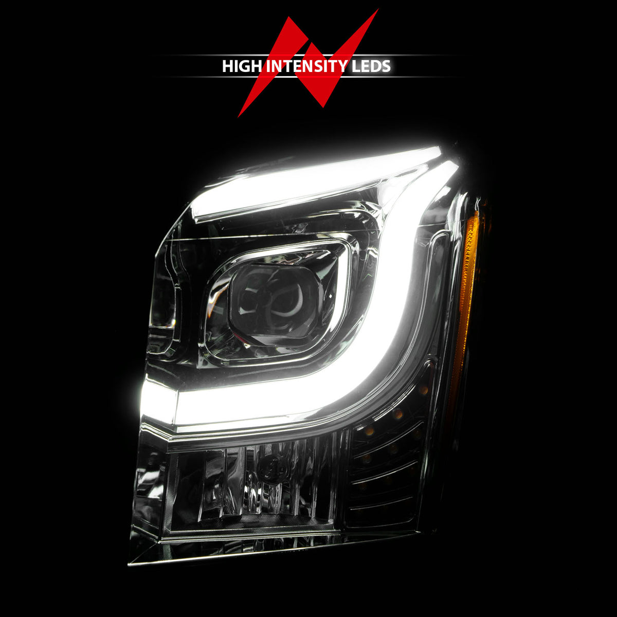 Projector Headlights W/ Plank Style Black Housing Clear Lens Pair GMC Yukon/XL 2015-2020 AnzoUSA-5