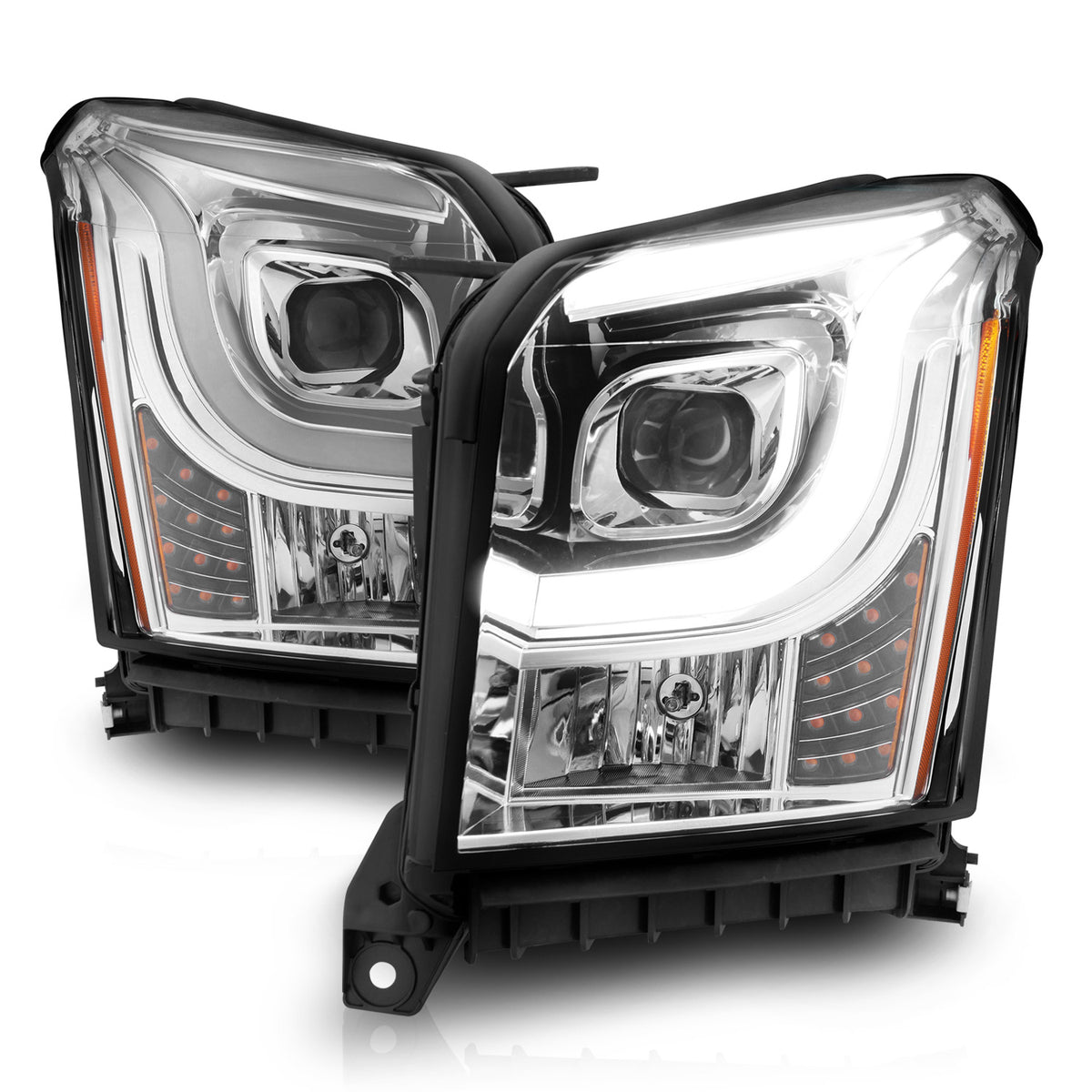 Projector Headlights W/ Plank Style Black Housing Clear Lens Pair GMC Yukon/XL 2015-2020 AnzoUSA-6
