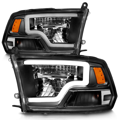 LED Projector Headlights W/ Light Bar Style Black Housing Clear Lens PairRam 1500/2500/3500 2011-2018 AnzoUSA-1