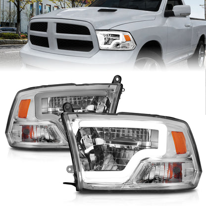 LED Projector Headlights W/ Light Bar Style Chrome Housing Clear Lens PairRam 1500/2500/3500 2011-2018 AnzoUSA