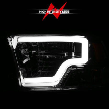 LED Projector Headlights W/ Light Bar Style Chrome Housing Clear Lens PairRam 1500/2500/3500 2011-2018 AnzoUSA-5