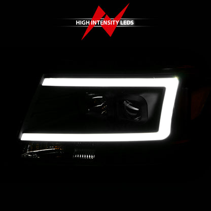 Projector Headlights W/ Light Bar Style Black Housing Clear Lens Pair Ford F-150 2004-2008, Lincoln Mark LT 2006-2008 AnzoUSA-5