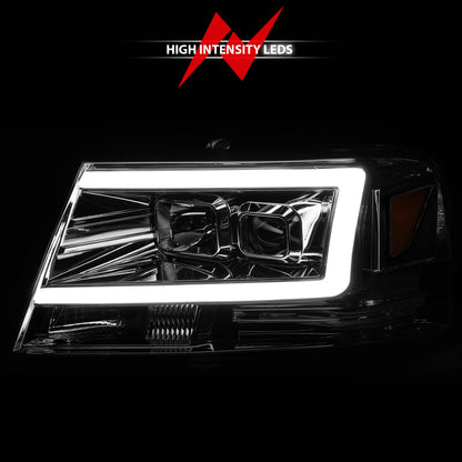 Projector Headlights W/ Light Bar Style Chrome Housing Clear Lens Pair Ford F-150 2004-2008, Lincoln Mark LT 2006-2008 AnzoUSA-5