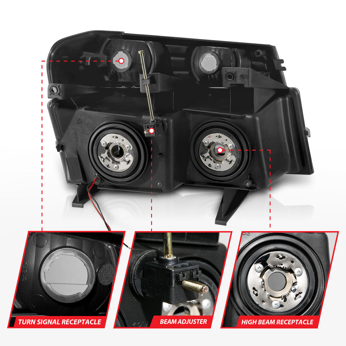 Crystal Headlight Set W/ Light Bar Style Black Housing Clear Lens 4pcs Colorado/Canyon 2004-2012, Isuzu i-280/i-350 2006 AnzoUSA-4