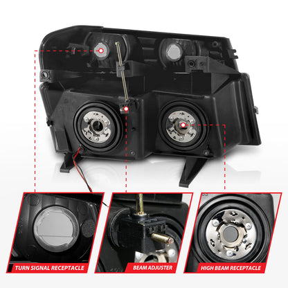 Crystal Headlight Set W/ Light Bar Style Black Housing Clear Lens 4pcs Colorado/Canyon 2004-2012, Isuzu i-280/i-350 2006 AnzoUSA-4