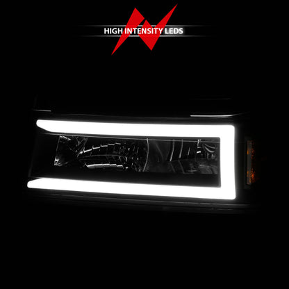 Crystal Headlight Set W/ Light Bar Style Black Housing Clear Lens 4pcs Colorado/Canyon 2004-2012, Isuzu i-280/i-350 2006 AnzoUSA-5