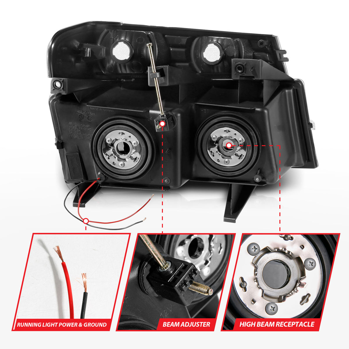 Crystal Headlight Set W/ Light Bar Style Chrome Housing Clear Lens 4pcs Colorado/Canyon 2004-2012, Isuzu i-280/i-350 2006, Isuzu i-290/i-370 2007-2008 AnzoUSA-4