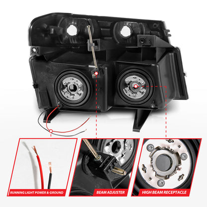Crystal Headlight Set W/ Light Bar Style Chrome Housing Clear Lens 4pcs Colorado/Canyon 2004-2012, Isuzu i-280/i-350 2006, Isuzu i-290/i-370 2007-2008 AnzoUSA-4