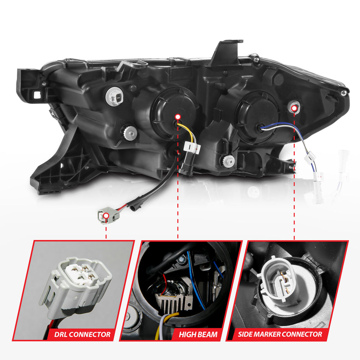 LED Projector Headlights W/ Light Bar Style Sequential Black Housing Clear Lens Pair W/ Initiation Light Toyota Tacoma 2016-2023 AnzoUSA-4