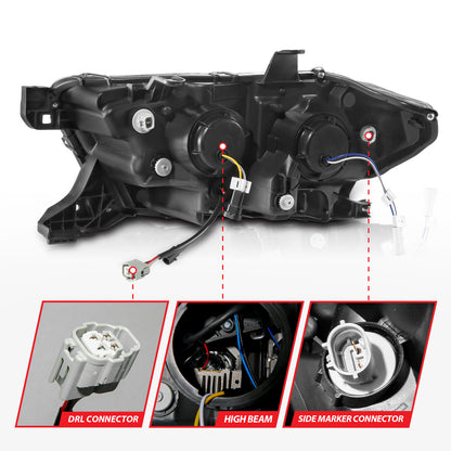 LED Projector Headlights W/ Light Bar Style Sequential Black Housing Clear Lens Pair W/ Initiation Light Toyota Tacoma 2016-2023 AnzoUSA-4