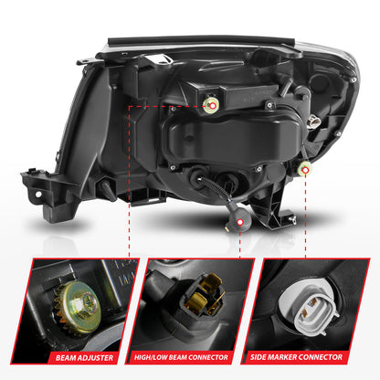 Projector Headlights W/ Light Bar Style Sequential Black Housing Clear Lens Pair Toyota Tacoma 2005-2011 AnzoUSA-4