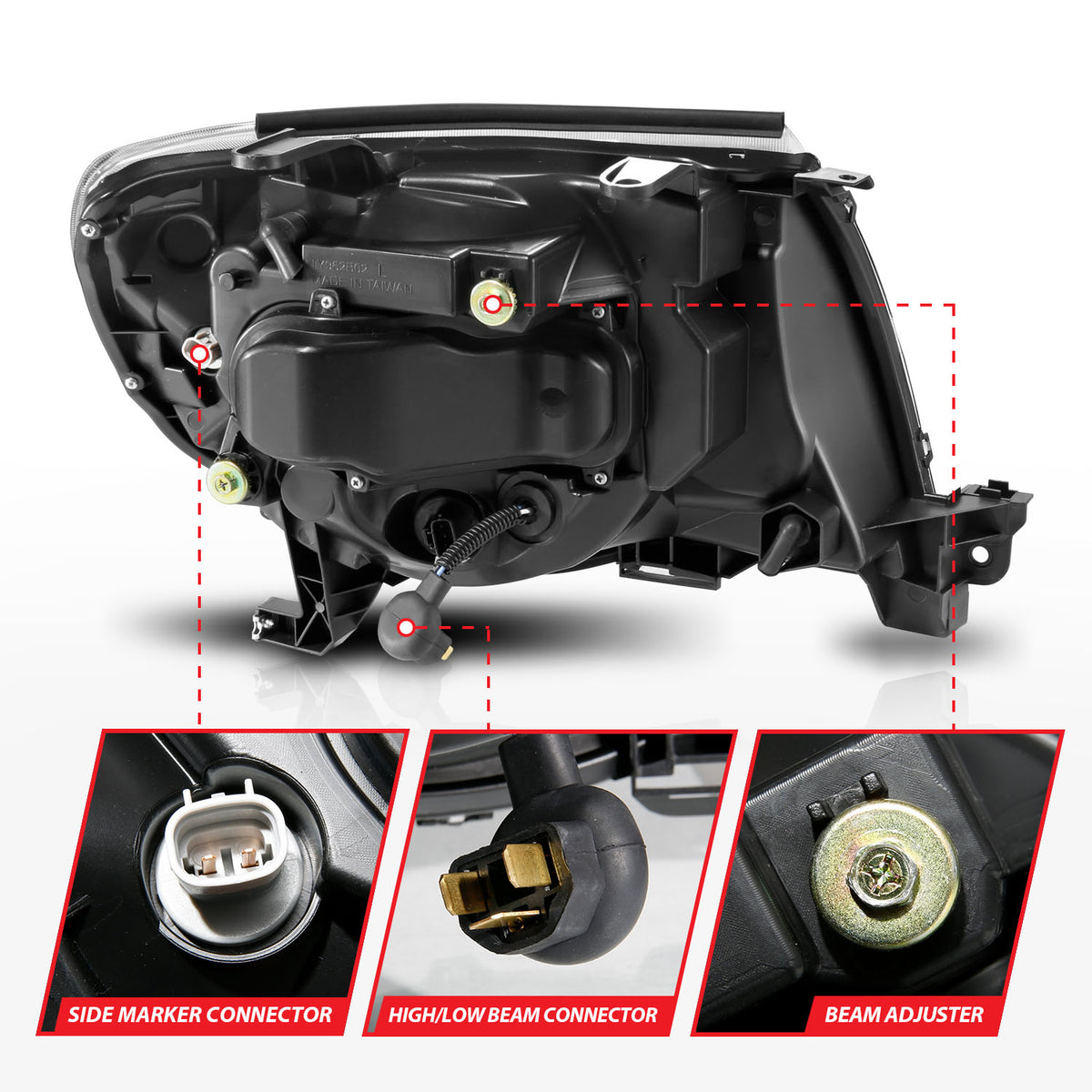 Projector Headlights W/ Light Bar Style Sequential Chrome Housing Clear Lens Pair Toyota Tacoma 2005-2011 AnzoUSA-4