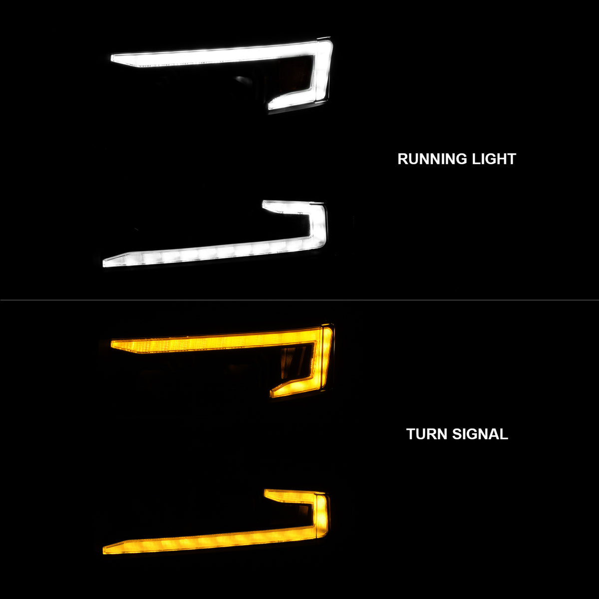 LED Projector Headlights W/ Light Bar Style Switchback Sequential Black Housing Clear Lens W/ Initiation Light Driver Side Only 1PC Sold Driver Side Only Chevrolet Silverado 1500 2019-2021, 1500 LTD 2022 AnzoUSA-1
