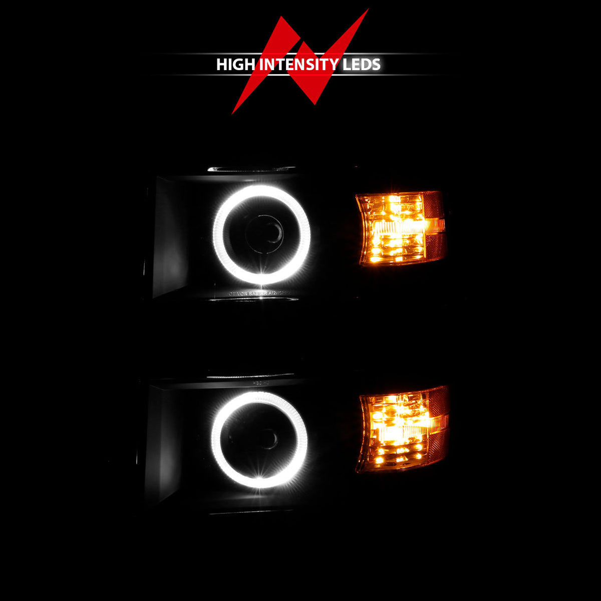 Projector Headlights W/ Halo Black Trim Black Housing Clear Lens Pair Chevrolet Silverado 1500/2500/2500 HD/3500 HD 2014-2015, 3500 2015 AnzoUSA-5