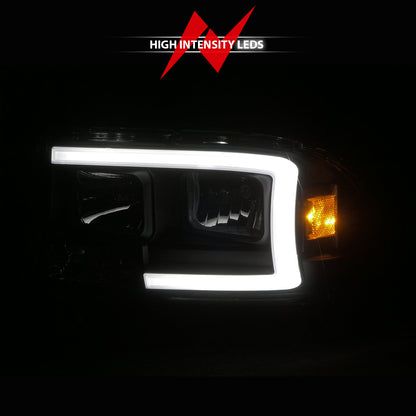 Crystal Headlight Set W/ Light Bar Style Black Housing Clear Lens Pair Dodge Dakota 1997-2004, Dodge Durango 1998-2003 AnzoUSA-5
