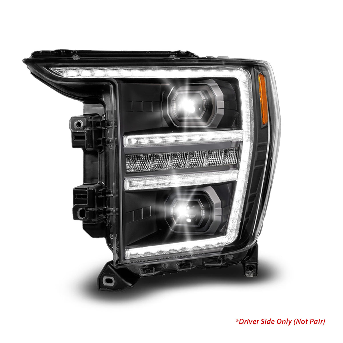 LED Projector Headlights Black Housing Full LED Projector Sequential Switchback Tube W/DRL & Initiation Feature (Driver Side Only) Ford F-150 2021-2023 AnzoUSA-2