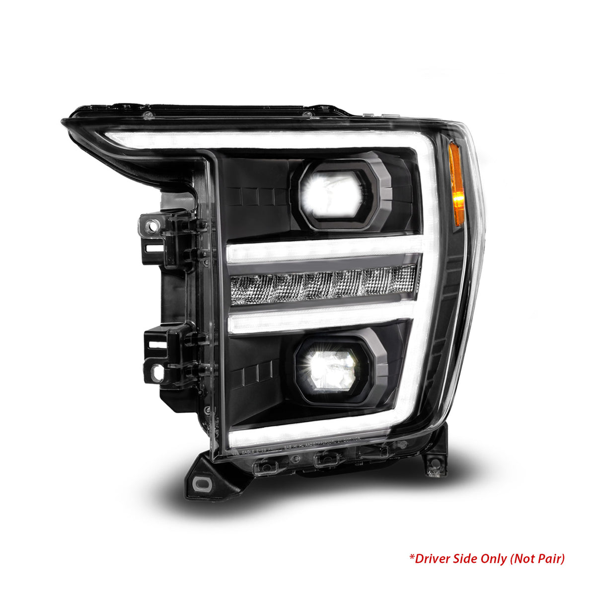 LED Projector Headlights Black Housing Full LED Projector Sequential Switchback Tube W/DRL & Initiation Feature (Driver Side Only) Ford F-150 2021-2023 AnzoUSA-3