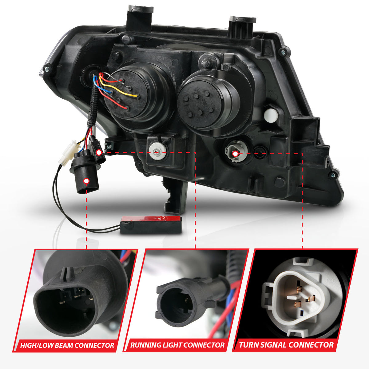Dual Square Projector Headlights Sequential+switchback Light Bar Chrome Housing Clear Lens Pair Nissan Frontier 2009-2020 AnzoUSA-4