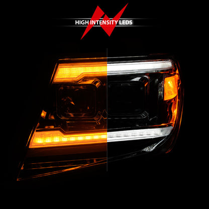 Dual Square Projector Headlights Sequential+switchback Light Bar Chrome Housing Clear Lens Pair Nissan Frontier 2009-2020 AnzoUSA-5