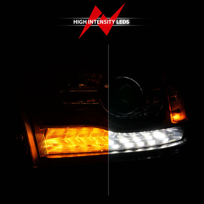 Projector Headlights Plank Style Switchback+sequential Matte Black Housing Clear Lens PairRam 1500/2500/3500 2011-2018 AnzoUSA-5