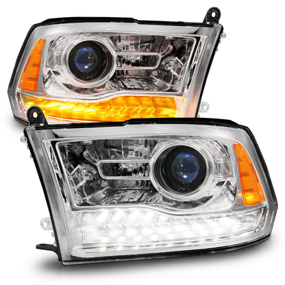 Projector Headlights Plank Style Switchback+sequential Chrome Housing Clear Lens PairRam 1500/2500/3500 2011-2018 AnzoUSA-1