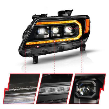 LED Projector Headlight Full LED Black Projector Headlights W/Sequential Turn Signal W/Initiation Feature+drl Chevrolet Colorado 2015-2022 AnzoUSA-1