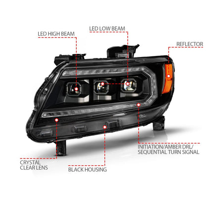 LED Projector Headlight Full LED Black Projector Headlights W/Sequential Turn Signal W/Initiation Feature+drl Chevrolet Colorado 2015-2022 AnzoUSA-2