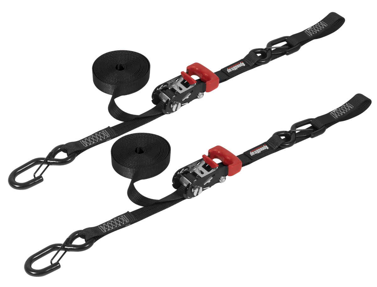 1 Inch x 15' Ratchet Tie Down w/ Snap 'S' Hooks and Soft Tie 2 Pack SpeedStrap-4