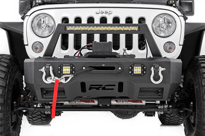 Jeep Front Stubby LED Winch Bumper w/Hoop Chrome Series JK, JL, Gladiator JT Rough Country-3