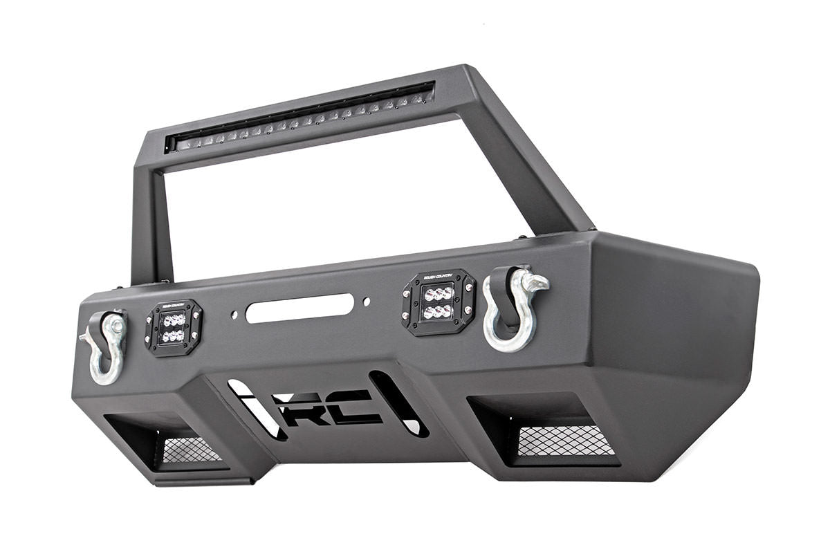 Rough Country Jeep Front Stubby LED Winch Bumper Black Series JK, JL, Gladiator JT Rough Country