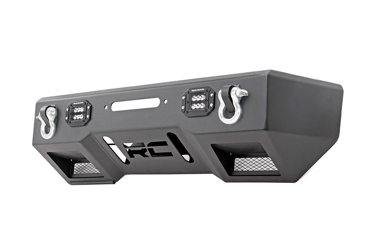 Rough Country Jeep Front Stubby LED Winch Bumper Black Series JK, JL, Gladiator JT Rough Country