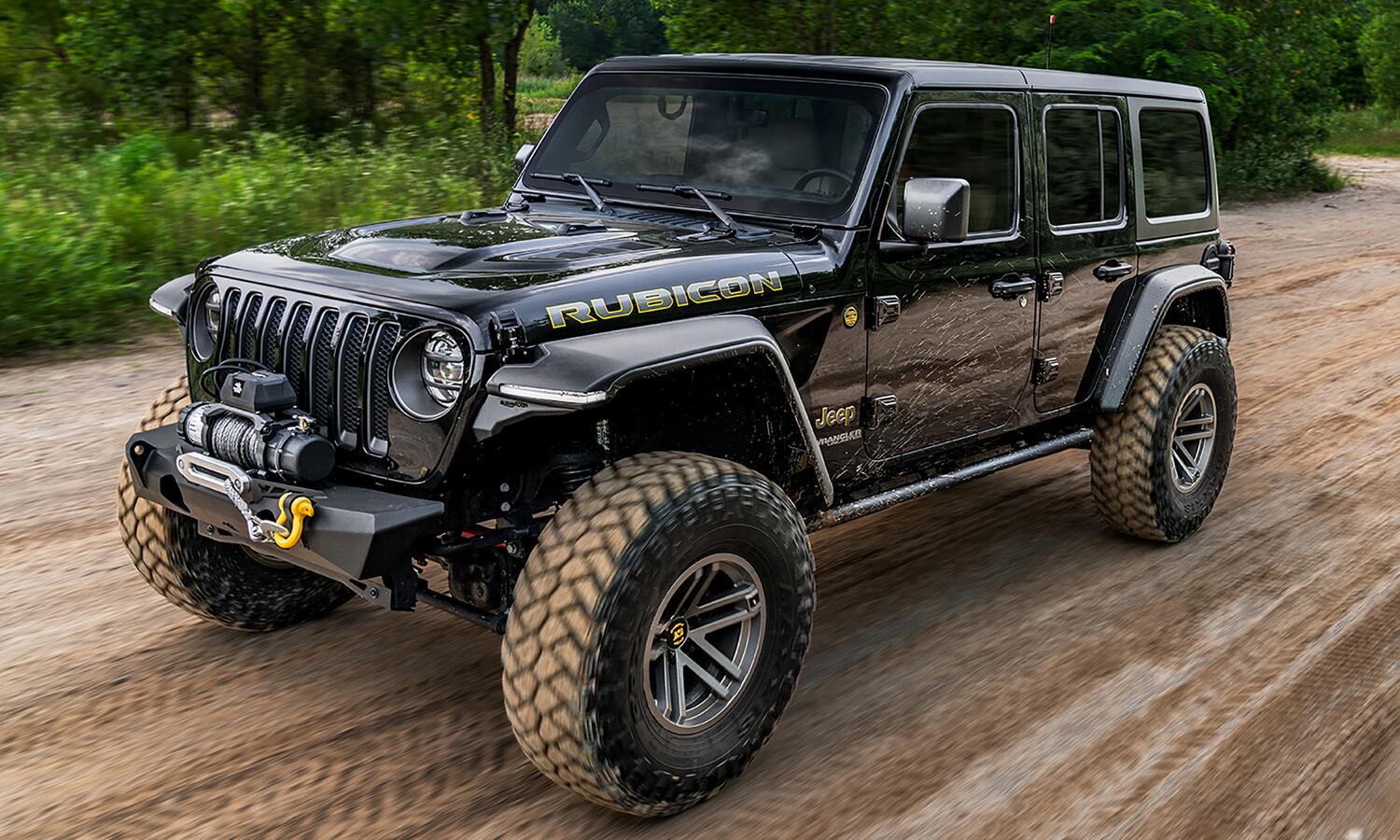 Black Hyperform Flat Style Textured Finish 4 Pc Set Fender Flares For 2018-2023 Jeep Wrangler Bushwacker-2