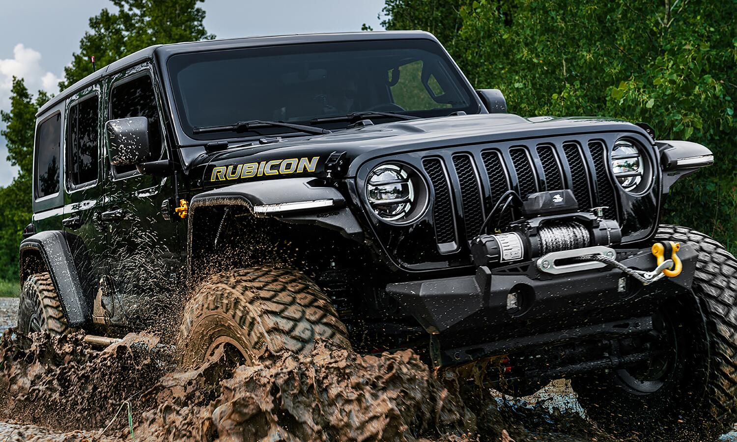 Black Hyperform Flat Style Textured Finish 4 Pc Set Fender Flares For 2018-2023 Jeep Wrangler Bushwacker-3