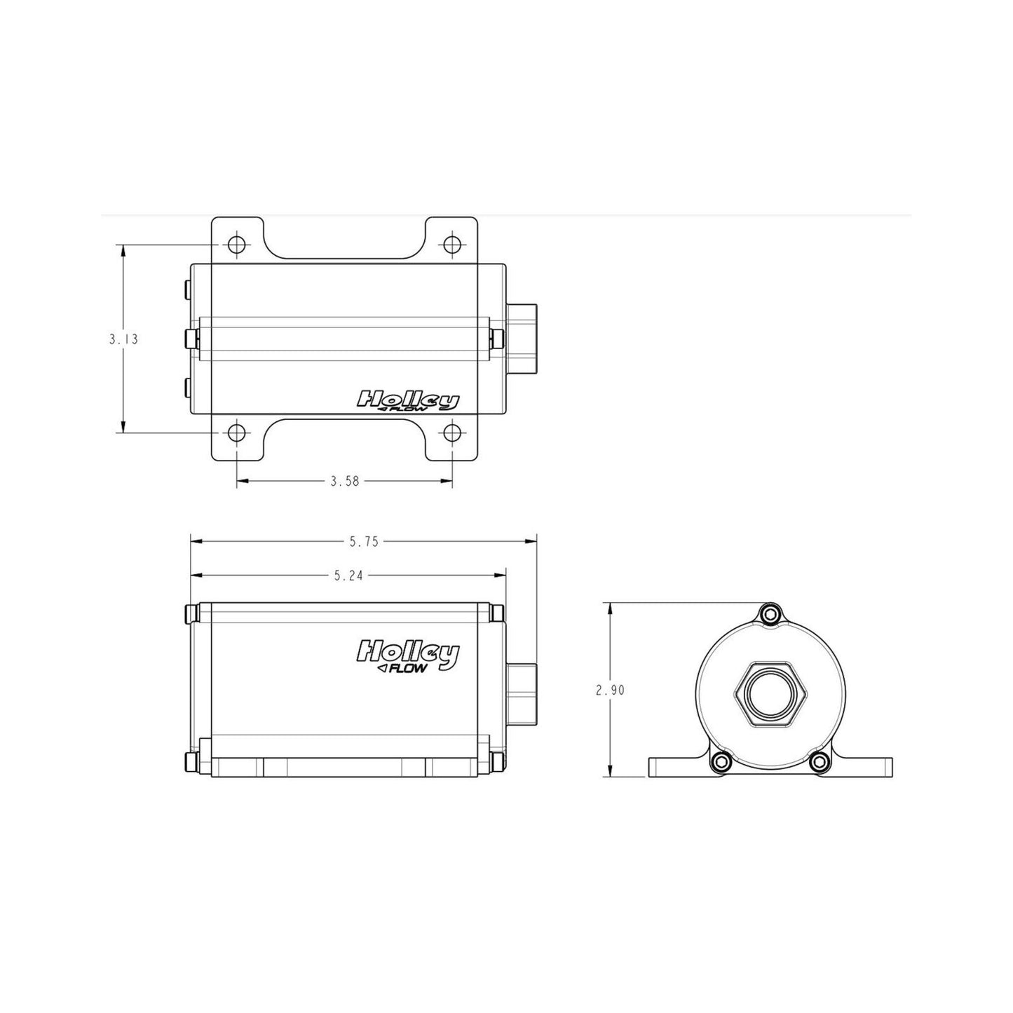 100 GPH Universal In-Line Electric Fuel Pump Supports Up to 900 EFI or 1050 CARB HP Compatible with Pump Gas, Race Gas, Diesel or E85 Holley-8