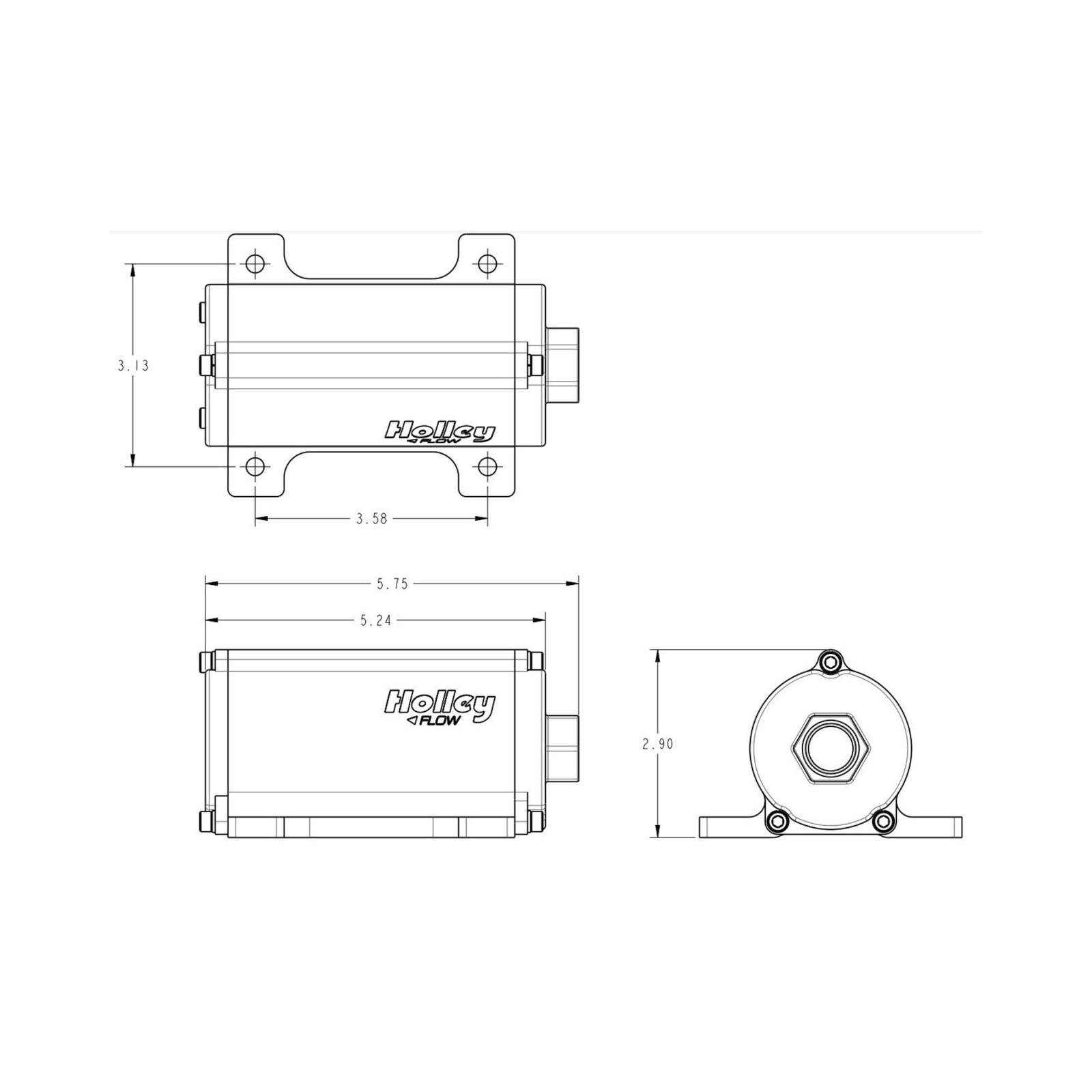 100 GPH Universal In-Line Electric Fuel Pump Supports Up to 900 EFI or 1050 CARB HP Compatible with Pump Gas, Race Gas, Diesel or E85 Holley-8
