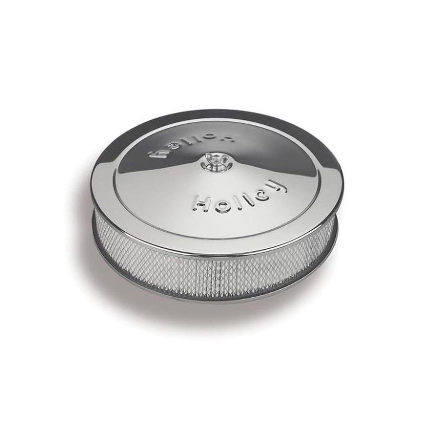 14 Chrome Round Air Cleaner Assembly, 14 Round Design W/paper Element, Triple Chrome Plated, Fits 4150 & 4160 Carburetors w/5.125 Diameter Neck Holley