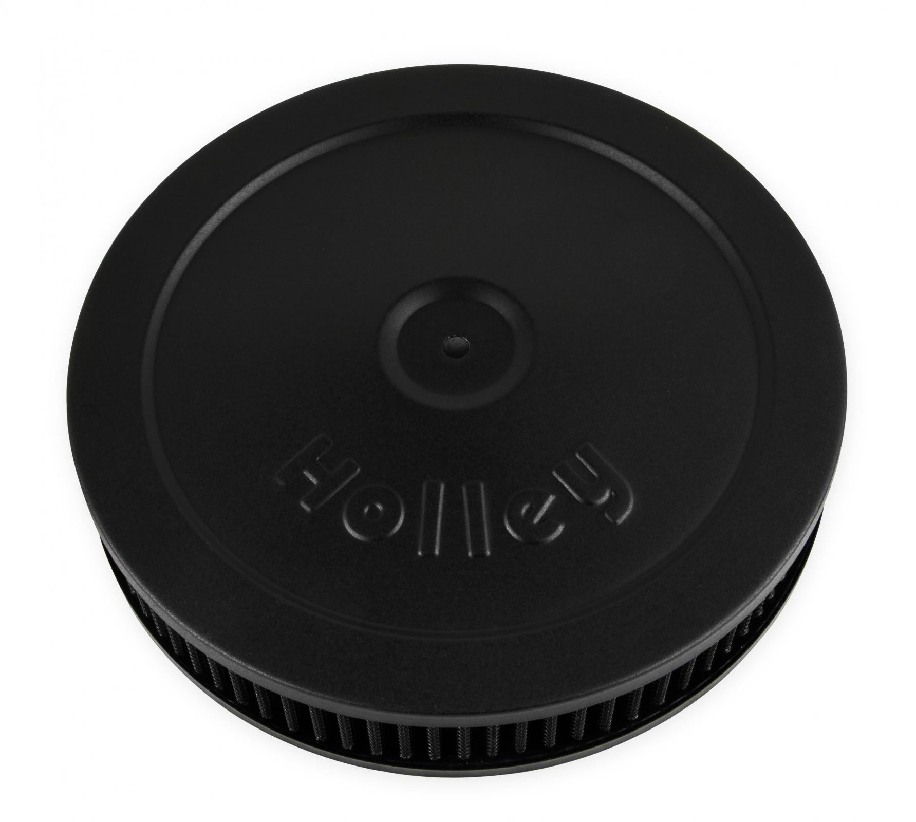 Flat Base Air Cleaner 10 Black Round 10 Flat Base Air Cleaner Assembly, Fits Carburetors w/5.125 Diameter Neck Holley