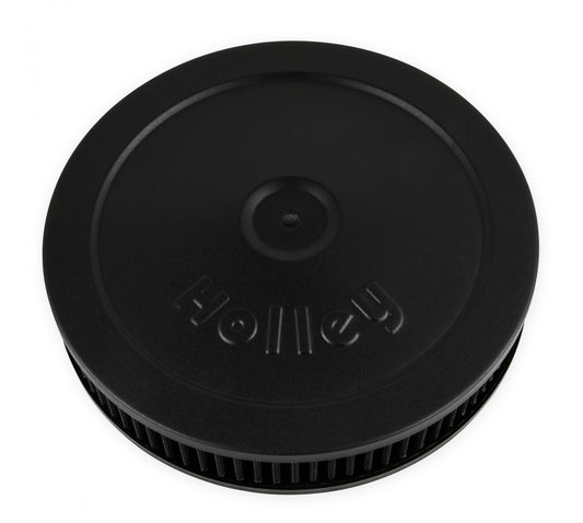 Flat Base Air Cleaner 10 Black Round 10 Flat Base Air Cleaner Assembly, Fits Carburetors w/5.125 Diameter Neck Holley