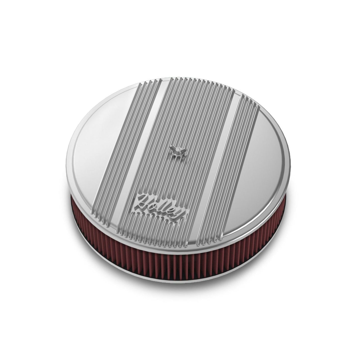 14 Round Finned Air Cleaner Finned Air Cleaner Assembly, 14 Round Design W/ 3 Paper Element, Die-Cast Aluminum, Fits 4150 & 4160 Carburetors w/5.125 Diameter Neck Holley-4