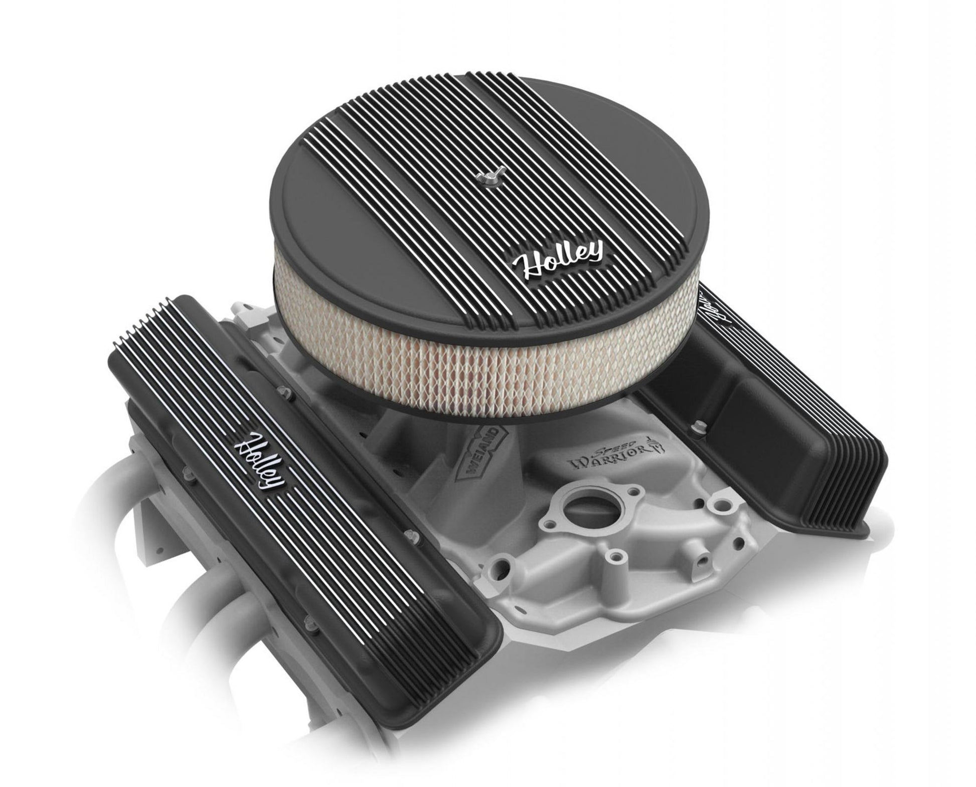 14 Round Finned Air Cleaner Finned Air Cleaner Assembly, 14 Round Design W/ 3 Paper Element, Die-Cast Aluminum, Fits 4150 & 4160 Carburetors w/5.125 Diameter Neck Holley-3