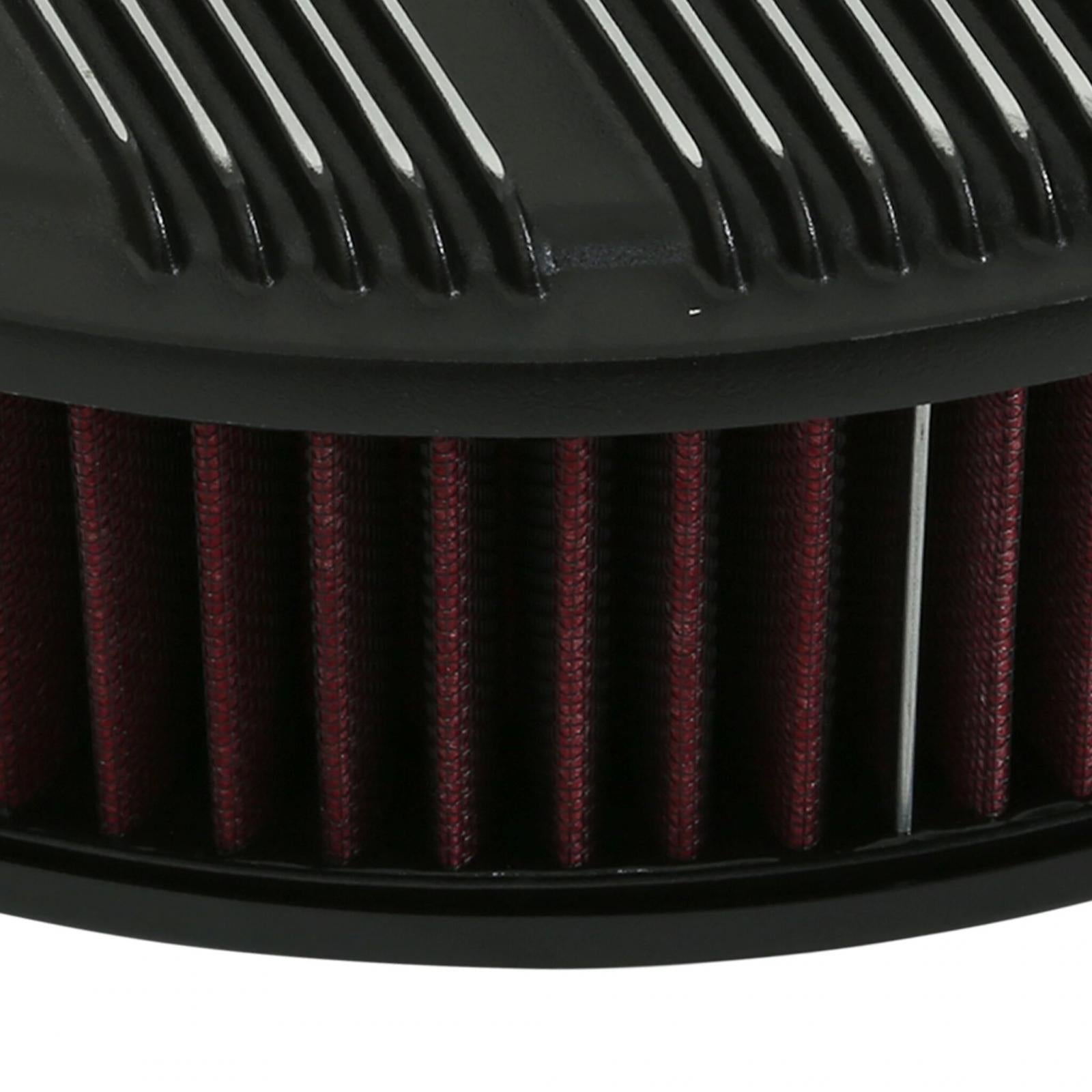 Finned Vintage Style Air Cleaner 14 Diameter X 3 Tall Round 4150 & 4160 Carburetors w/5.125 Diameter Neck Black Finned Air Cleaner Assembly Premium Element Die-Cast Aluminum Holley-4