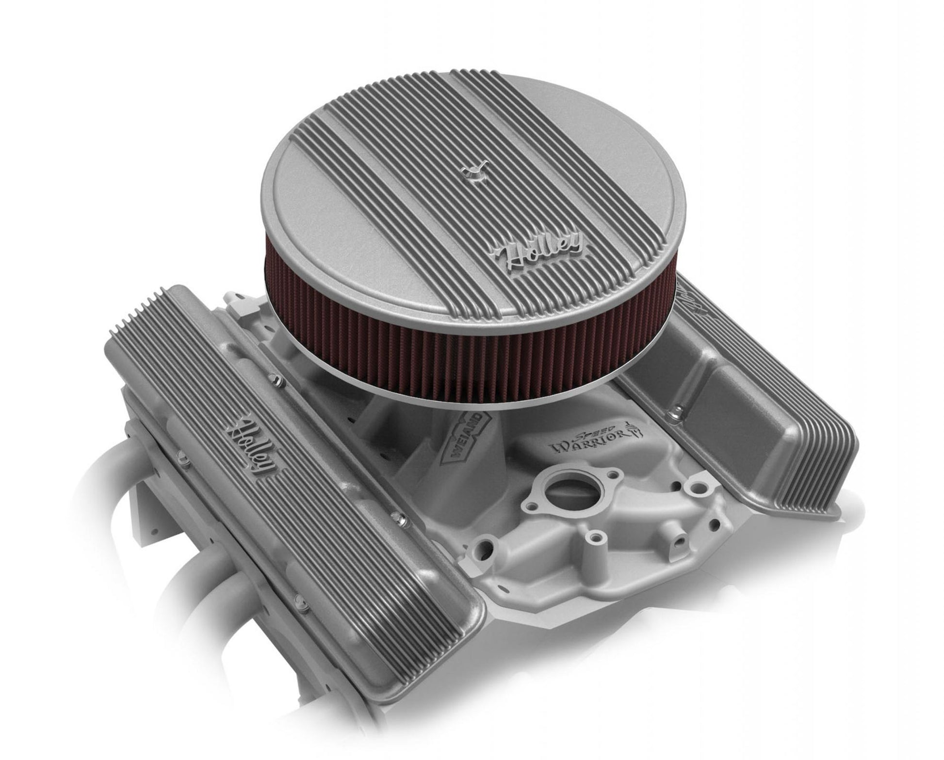 14 Round Finned Air Cleaner Finned Air Cleaner Assembly, 14 Round Design W/ 3 Paper Element, Die-Cast Aluminum, Fits 4150 & 4160 Carburetors w/5.125 Diameter Neck Holley-1