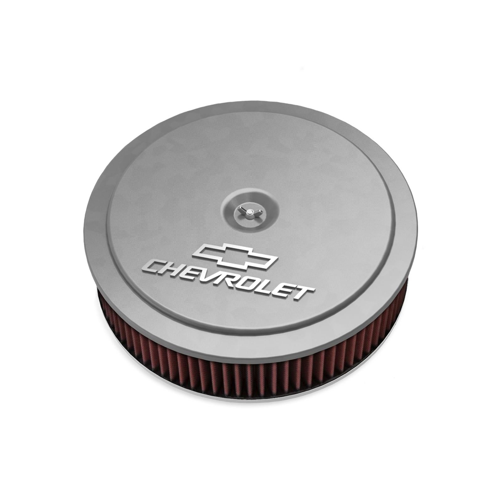 GM Muscle Series Air Cleaner Natural Machined 14 X 3 Air Cleaner Kit W/ Premium Filter GM Bowtie and Chevrolet Logo Holley