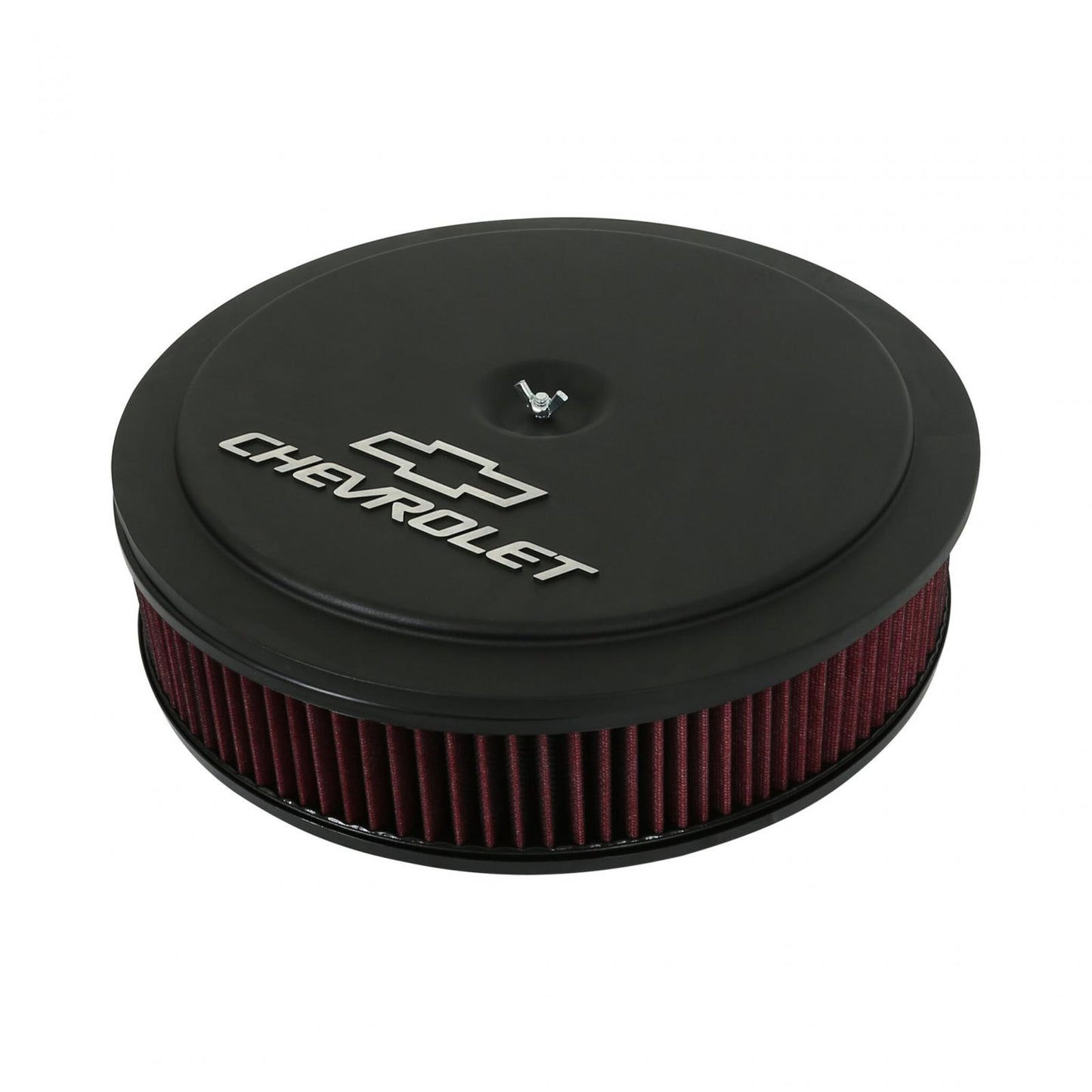 GM Muscle Series Air Cleaner Satin Black Machined 14 X 3 Air Cleaner Kit W/ Premium Filter GM Bowtie and Chevrolet Logo Holley-2