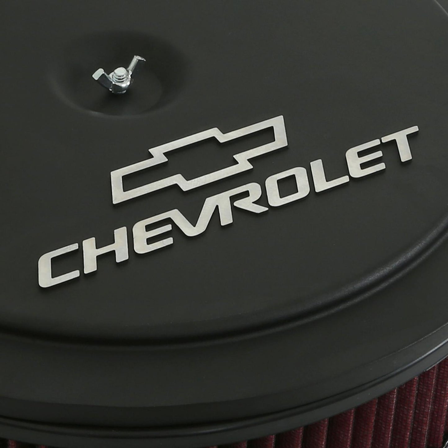 GM Muscle Series Air Cleaner Satin Black Machined 14 X 3 Air Cleaner Kit W/ Premium Filter GM Bowtie and Chevrolet Logo Holley-3