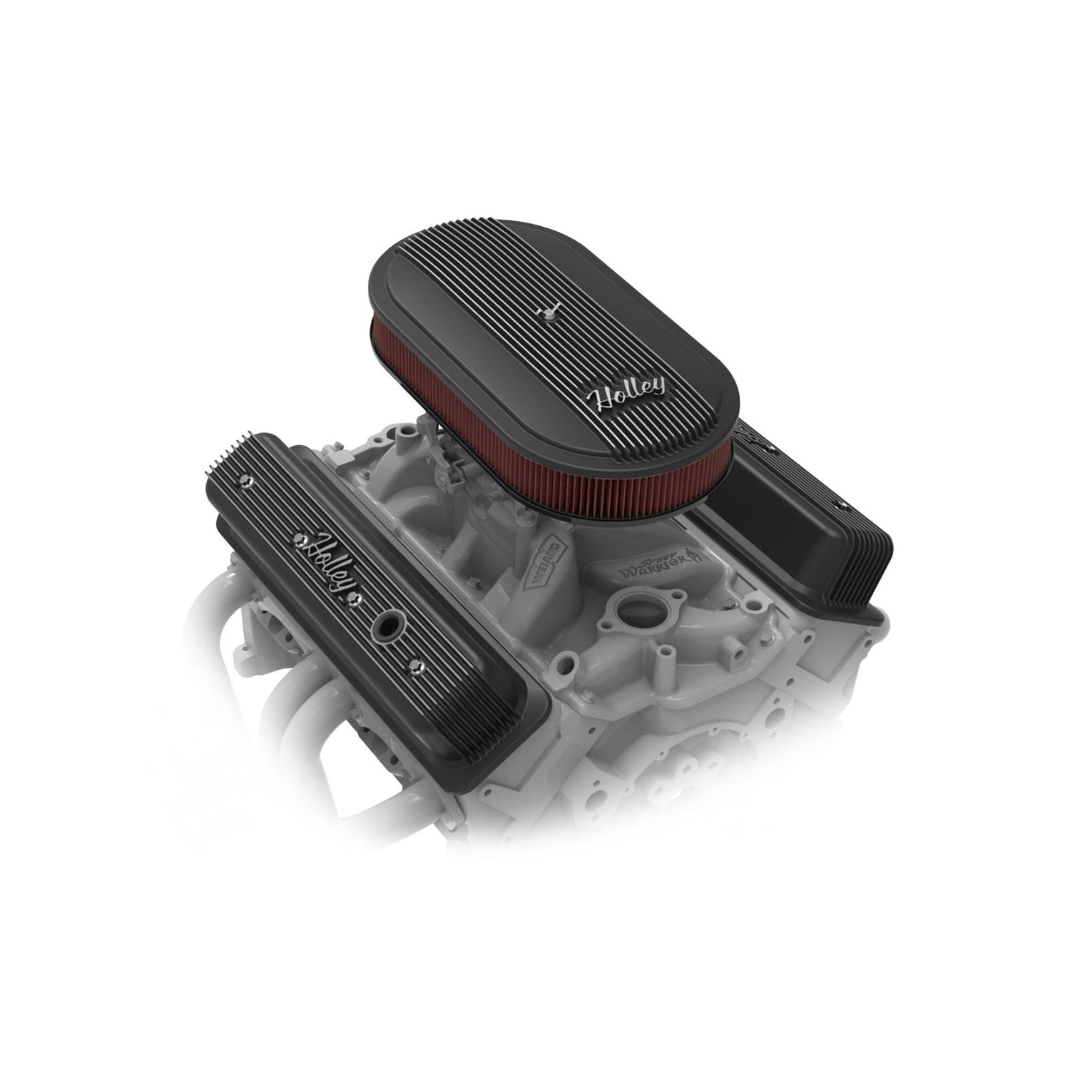 Vintage Series Oval Air Cleaner Satin Black Machined 2.5 X 17 X 9 Inch Red Cotton Gauze Filter Element Single 4-bbl Baseplate Holley