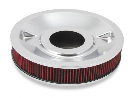 4150 Drop Base Air Cleaner Chrome w/3 Red Washable Gauze Filter 16 X 3 Chrome Drop-Base Air Cleaner for 4150 Series Carburetors with 5-1/8 Diameter Neck Holley-1